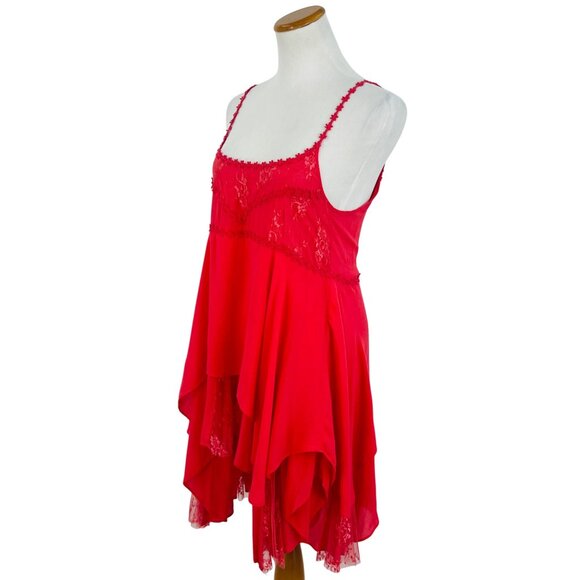 VERY RARE Free People Rose Layered Lace Trim Mini Slip Dress | Boho Balletcore S - Picture 6 of 16